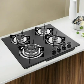 4-Burner Built-In Gas Cooktop Stove with Glass Surface