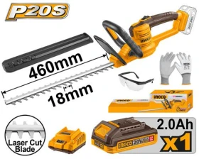 مقص تشذيب شجيرات لاسلكي INGCO P20S – شفرة 460mm مع بطارية وشاحن CHTLI20461