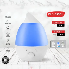 Ultrasonic Cool Mist Humidifier & Aroma Diffuser – 1.3L Tank, Whisper Quiet Operation, LED Night Light, And Auto Shut-Off - DLC-35301