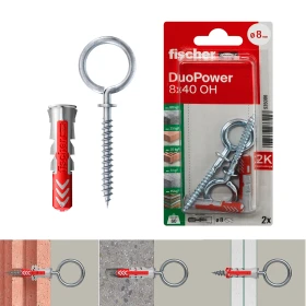 Fischer DUOPOWER 8X40 OH K NV Plug With Eye Hook 2pcs