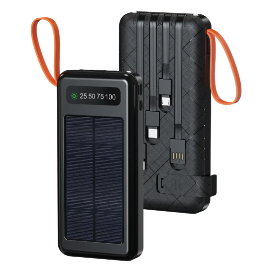 Porodo Piano 20,000mAh Solar Power Bank with Integrated Cables